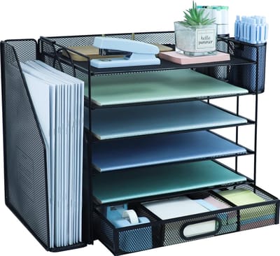 Bureau Organizer - Documenten Sorteerder - Thuis Kantoor - 6 Lades Verticaal - 40x23x35cm - Zwart