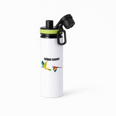 Hacebo® - 2 vliegende papegaaien waterfles met draaidop groen - Papegaai - papegaai liefhebbers - met eigen naam - Papegaai spullen - Gepersonaliseerd - water fles - 850ML