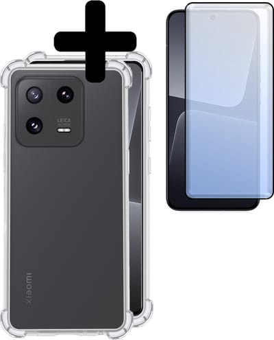 Hoesje - Met Screenprotector - Geschikt voor Xiaomi 13 Pro - Sterk & Shockproof - Siliconen Case - Back Cover - Telefoon Hoes - Shock Proof - Telefoonhoesjes - Transparant