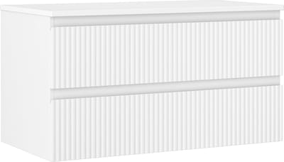 Mexen Rivel badkamerkastje onder wastafel 90 cm met blad, 2 laden, gegroefd, wit mat - 91A20-09047-2-BFFC01