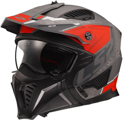 LS2 OF606 Drifter Devor Matt Silver Titanium Red 06 Multi Helmet - Maat S - Helm