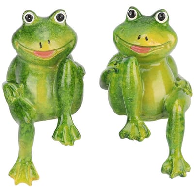2 stuks Hars Kikkers Beeld Buitentuin Decoratie Sculptuur Voor Huis Bureau Tuin Ornament beige
