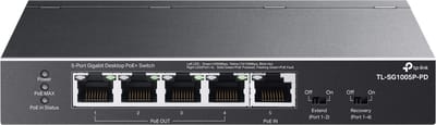 TP-Link TL-SG1005P-PD 5-Port Gigabit Desktop PoE+ Switch with 1-Port PoE++ In and 4-Port PoE+Out