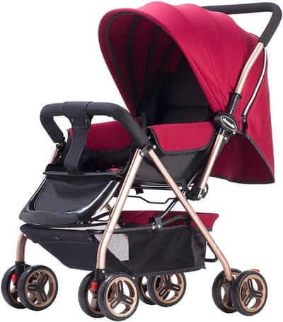 Babybuggy - Kinderwagen Reisbuggy - Compact Reizen - Ophanging Vier Wielen - 10kg - Rood