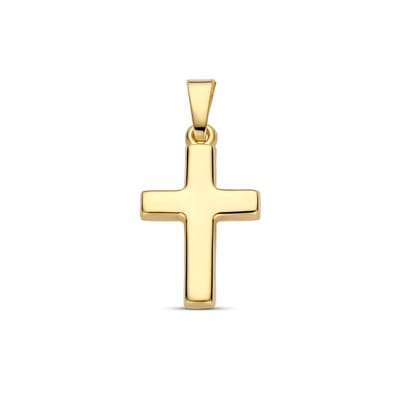 9NBG-1010 - New Bling - Holle kruis hanger gepolijst - 14kt geelgoud - 22.7 x 11.22 mm