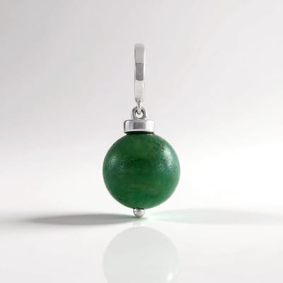 Cavill - 925 Sterling Zilver Hanger - 7,07 ct Afrikaanse Jade - Ronde Groene Jade Kraal - Platina Verguld - Elegant Tijdloos Sieraad Dagelijks Gebruik