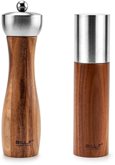 Dailygoods- Zout- en Pepermolenset - Set van 2 - Handmatige Pepermolen - Verstelbare Keramische Slijprotor - 20,5 cm - Navulbaar