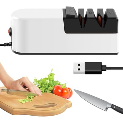 Elektrische Messenslijper 3 Snelheden Elektrische Messenslijper Multifunctioneel Minimalistisch Schaar Messenslijper voor Keuken 200x76x55mm black