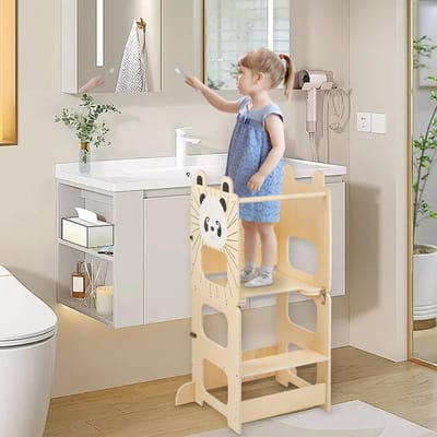 Deliqa 3 in 1 leertoren - egel - montessori leertoren - met krijtbord - kindertafel met stoel - keukentrap - keukenhulpje - veilig en stabiel - stimuleert de ontwikkeling