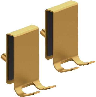 2 Douchehaken Zonder Boren, met Gevoerde Bescherming, voor Glasdiktes van 5-10 mm (goud)