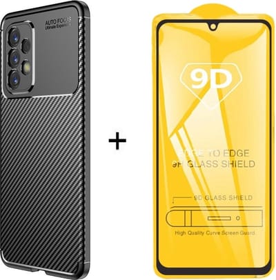 Silicone gel zwart hoesje Telefoonhoesje geschikt voor Samsung Galaxy A33 met full cover glas screenprotector
