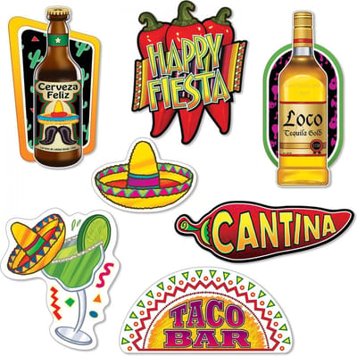 360 DEGREES - 7 kartonnen Mexicaanse Fiesta cutouts