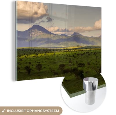 ® Glasschilderij 180x120 cm - Schilderij acrylglas - Het nationale park Masai Mara bij de Mount Kenya in Afrika - Foto op glas - Muurdecoratie woonkamer - Wanddecoratie slaapkamer - Schilderijen