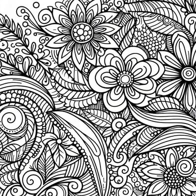 Doodle bloemen schilderij | Prachtige florale creatie: een kleurrijke dans van Doodle bloemen | Kunst - 60x60 centimeter op Dibond | Foto op Dibond