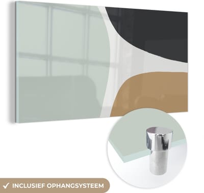 MuchoWow® Glasschilderij 40x20 cm - Schilderij acrylglas - Pastel - Minimalisme - Design - Foto op glas - Schilderijen