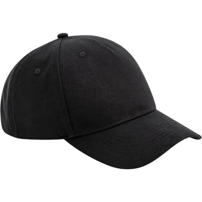 Beechfield EarthAware Classic 6 Panel Organic Cotton Sandwich Peak Baseball Cap (Zwart)