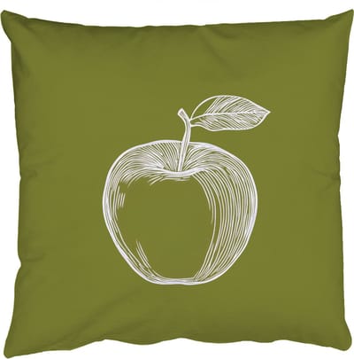 Sierkussens - Kussentjes Woonkamer - 50x50 cm - Lijntekening - Appel - Olijfgroen - Blaadje