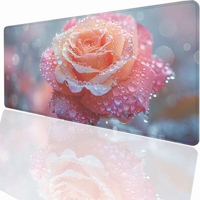 Gaming Muismat - Grote Tafelonderlegger - Precisie en Snelheid - Waterdicht Antislip - 800x400x3mm - Roze Bloem