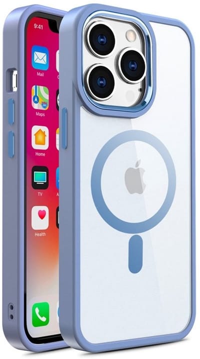 Clear Hybrid MagSafe Hoesje geschikt voor iPhone 16 Pro - transparant/blauw- Transparant - Magnetische ring - Bescherming tegen krassen en stoten - Duurzaam - Licht - Stijlvol