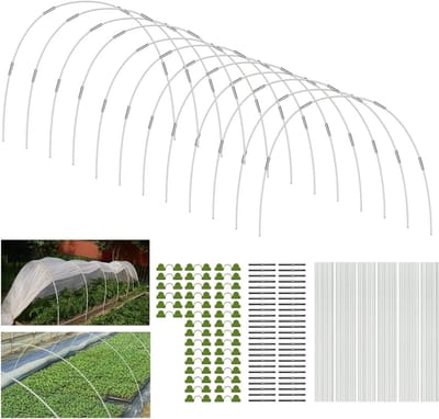 60 Stuks Kweekhuis Boogjes voor Verhoogde Bedden - 17 Inch Afneembare Fiberglass Steunen voor Tuin en Plantenbescherming met Net en Schaduwdoek