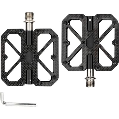 Pédales de vélo Composite Carbone Trois Roulements Antidérapantes Légères pour Vélos de Route Montagne Pliants Noir noir
