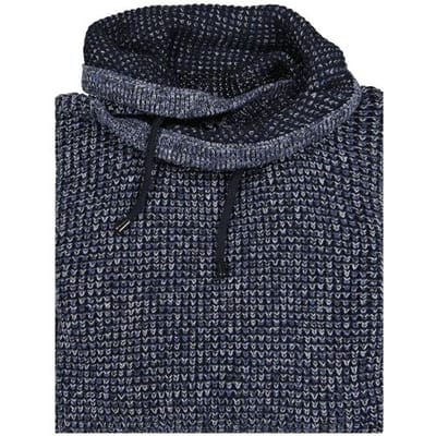 Ragman Trui Texture Knit Stand Up Maseltov Drawstring Collar Donker Blauw-Grijs / male