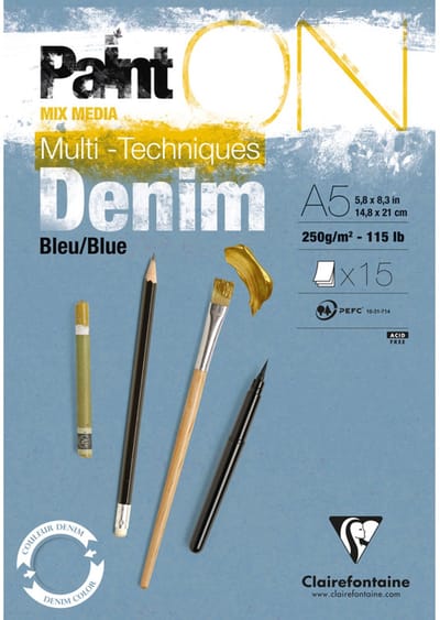 Clairefontaine - Paint ON - Multi-Techniek Pad - Tekenpapier - Schilderpapier - Blauw - A5 - 250 g - 15 vel