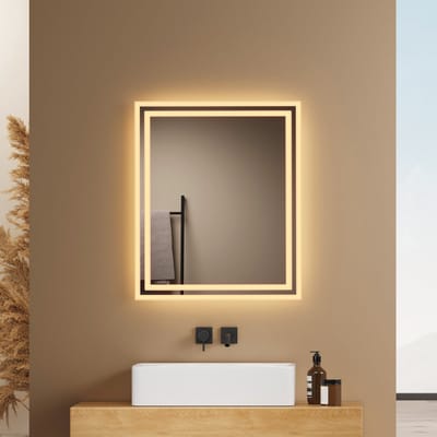 EMKE Spiegel met Verlichting - 3000K/6500K - Mechanische Knop - 50x60 cm - Anti Condens - Badkamerspiegel Mechanisch