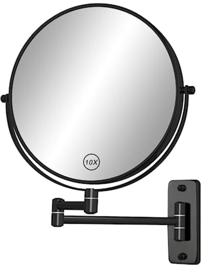 Dubbelzijdige Make-upspiegel 20 cm met Wandmontage - 1X/10X Verticale en Horizontale Rotatie