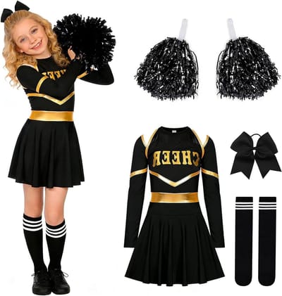 Leuke Cheerleader Outfit voor Meisjes met Pompoms en Hoofdband voor Carnaval en Halloween Feestjes