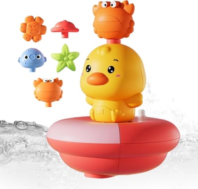 Badspeelgoed Eend - Interactieve Douche - Kinderen Spelen - Zachte Sproeifunctie - 11 x 11 x 12 cm - Geel