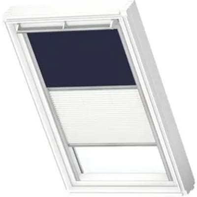 Velux Verduisterend Rolgordijn Dfd Pk04 1100s - Manueel - Donker Blauw En Wit