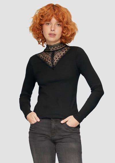 Q/S designed by - Dames t-shirt - Maat XS - Vrouwen - ZWART - katoen