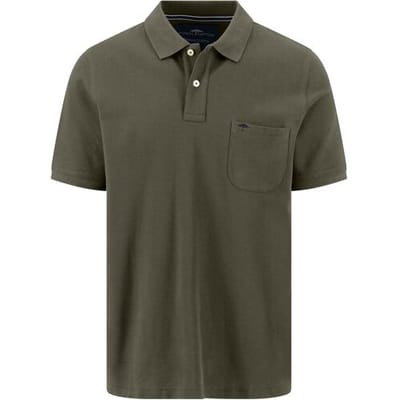 Fynch-Hatton Polo Uni Color Premium Cotton Rounded Chest Pocket Donker Khaki / male