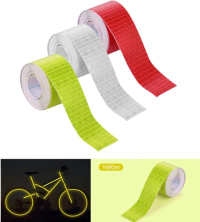 Reflecterende tape - zelfklevend - 3 rollen - op maat te snijden - voor verkeersveiligheid - 2 cm breed x 5 m breed - rood/wit/geel