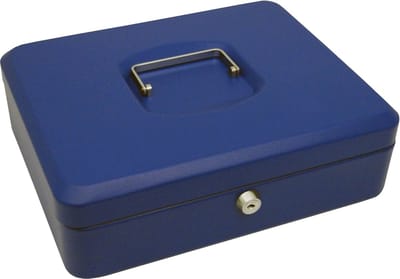 Geldcassette Blauw 300x240x90 mm met Veiligheidsslot en Muntinzet
