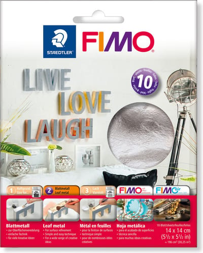 Metallblech Fimo 14x14cm 10 Blatt Silber