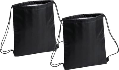 Koeltas rugzak in het zwart - 2x stuks - 27 x 33 cm - koeltassen met koordje - lunch rugtasje