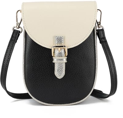 Giuliano lederen schoudertas Melody - Made in Italy - Zwart beige