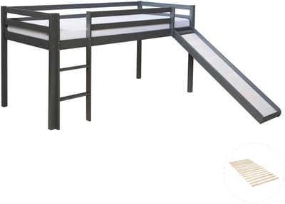 Homestyle4u Hoogslaper - 90x200 cm - grijs - met lattenbodem