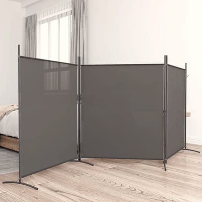 vidaXL - Kamerscherm - met - 3 - panelen - 525x180 - cm - stof - antracietkleurig