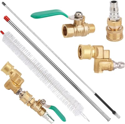 Radiator Schoonmaak Set - Reinigingsgereedschap - Voertuigonderhoud - Verstelbare Koppelingen - 57cm Stok - Meerkleurig