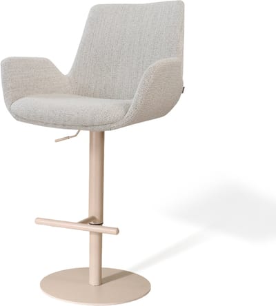 Nolon Niva-Eef Draaibare Tulp Barkruk Beige Gemêleerd - Verstelbaar - Beige Onderstel - Armleuning - Comfortabel - Stoffen