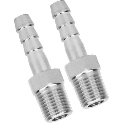 2PCS 1 4in Acier Inoxydable Filetage Mâle BSPT Raccord Barb Joint Raccord Rapide Raccord de Tuyauterie(BSPT1 4 8mm )