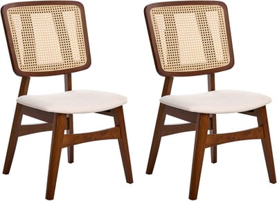 ALCOVA - Eetkamerstoel set van 2 - Donkerbruin - Rubberhout/Polyester