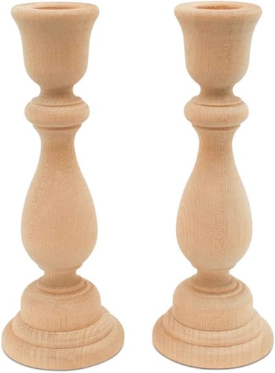 Set van 10 Onbehandelde Houten Kandelaars voor Steigerkaarsen - Geschikt om te Schilderen