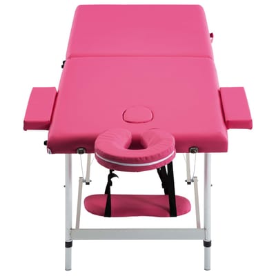 vidaXL - Massagetafel - inklapbaar - 2 - zones - aluminum - roze