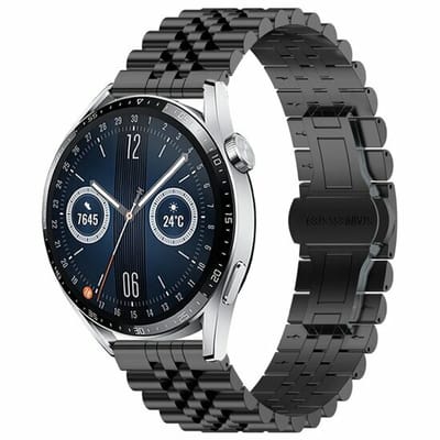 By Qubix - Stalen band - Zwart - geschikt voor Huawei Watch 5 - 46mm