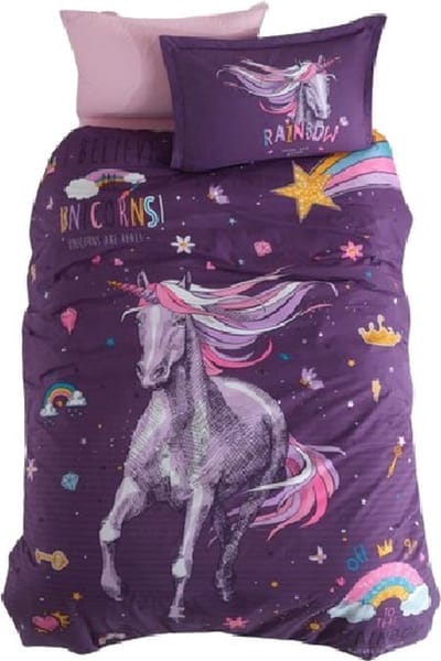 Decoware Kinderdekbedovertrek Rainbow Unicorn 140x220 cm - Katoen - Eenpersoons - Unicorn Thema - Met Kussensloop