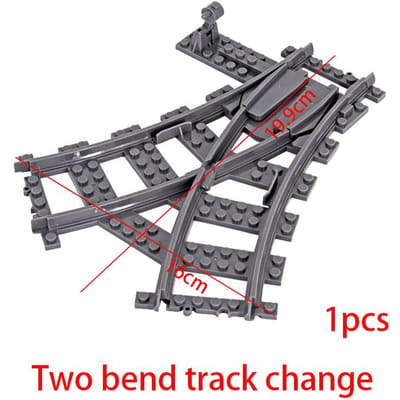 Flexibele wissels voor een stadstrein: links, rechts, vertakte, rechte en gebogen rails. Bouwblokken speelgoed voor kinderen. gray